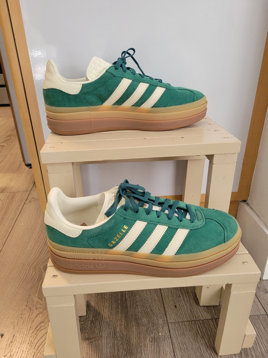 adidas Shoes - adidas Gazelle Platform Sneakers Green with Cream Stripes